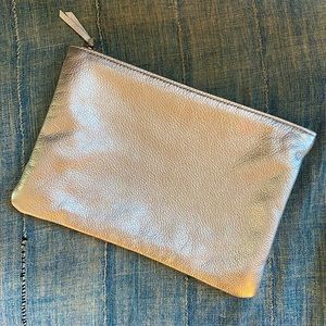 Large silver leather Primecut zip pouch